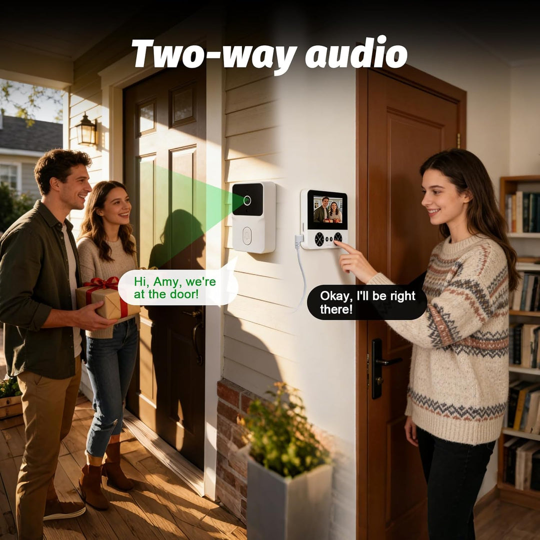 Kabellose Türklingel mit Kamera, 1080p 4,3" Video Türklingel, Bluetooth Video Gegensprechanlage Türk