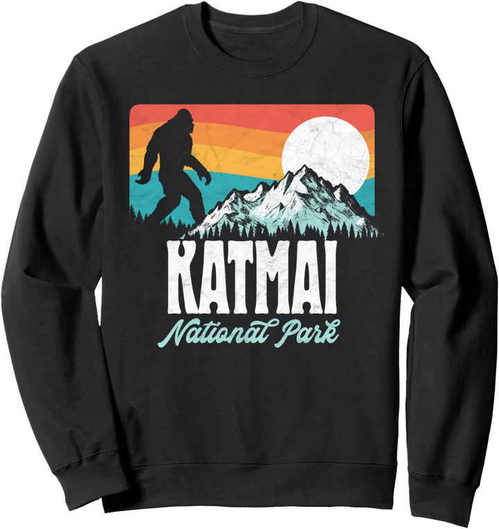 Vintage Katmai National Park Bigfoot Mountains Alaska Retro Sweatshirt