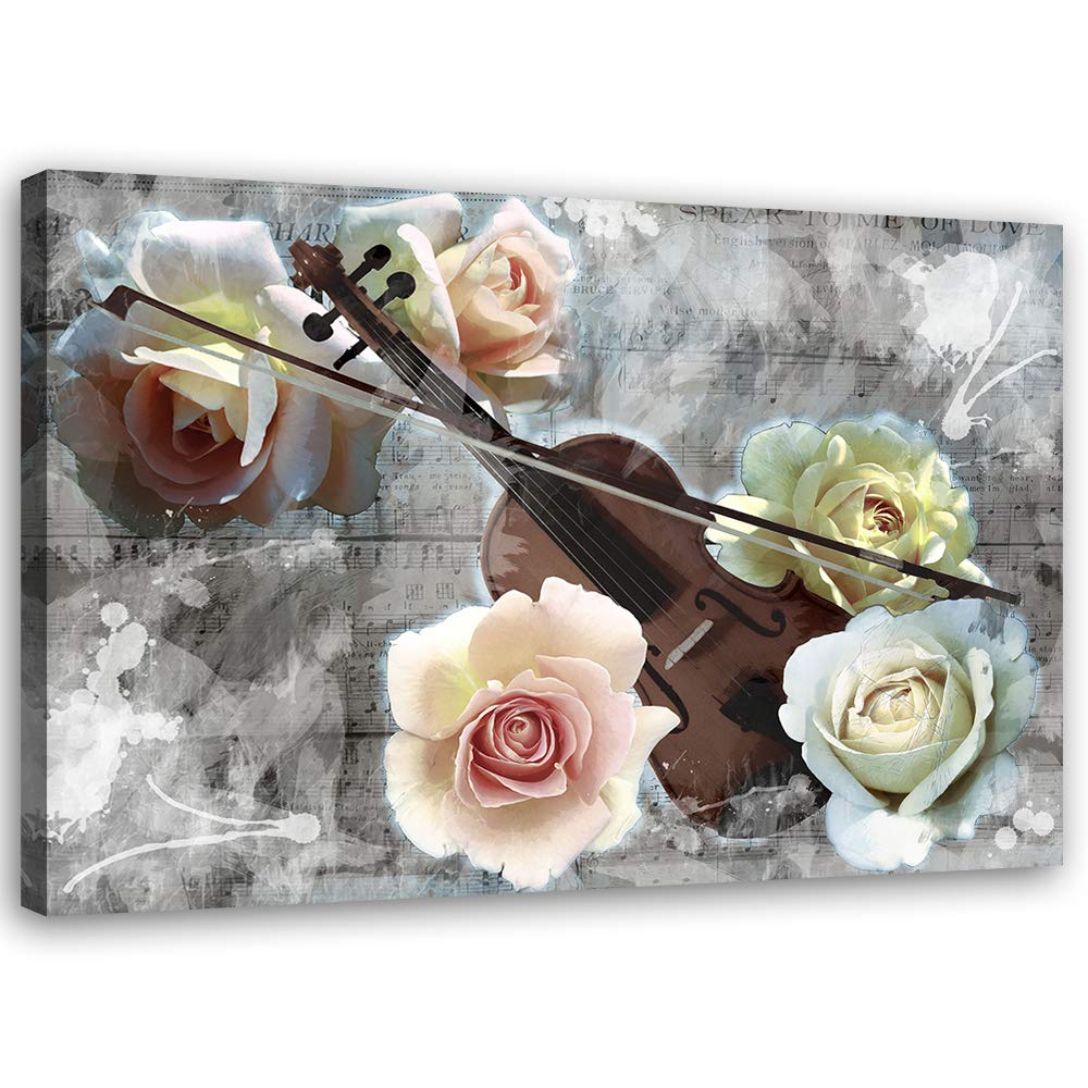 Feeby Leinwandbild Rosen Bild Kunstdruck Natur Beige 70x50 cm Leinwandbild 70x50 cm Beige_A, Leinwan