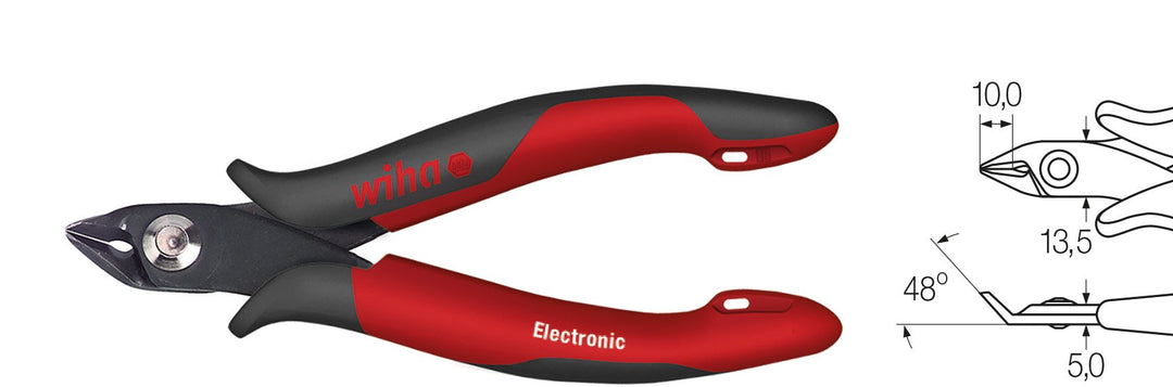 Wiha Schrägschneider Electronic breiter, spitzer Kopf ohne Wate in Blister (27398) 138 mm in Blister