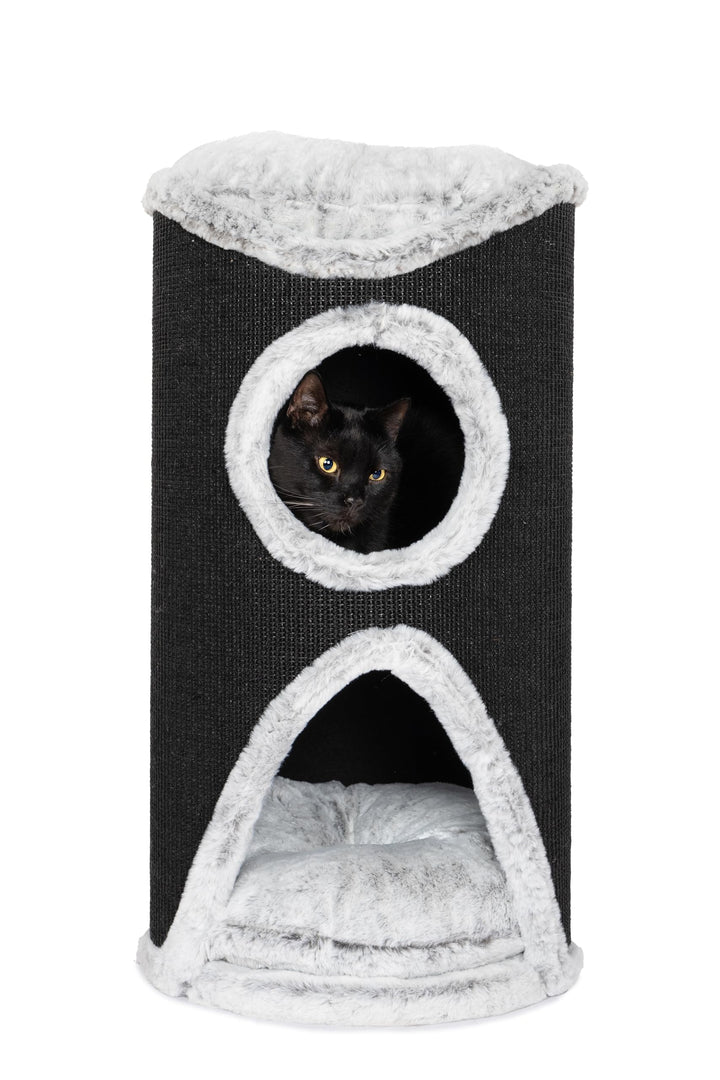 Bontoy Katzenturm Mukki grau I mit 2 Höhlen I grosse Liegefläche I 75 cm höhe I Stabiler Stand I mit