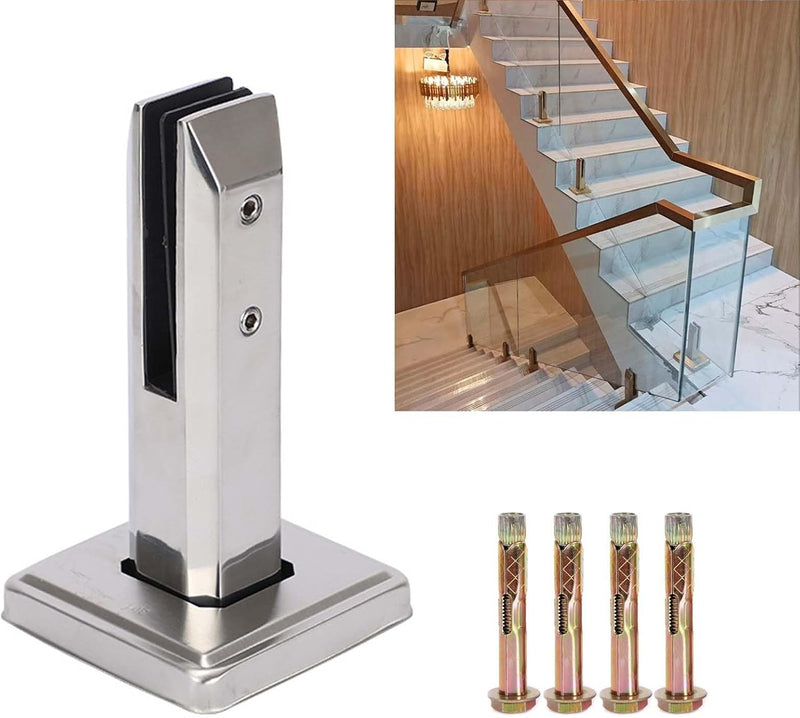 KMERCE Stehende Glasklemme, Grosse Glasklemme aus 304 Edelstahl, Glashalter für Treppen,Halterung fü