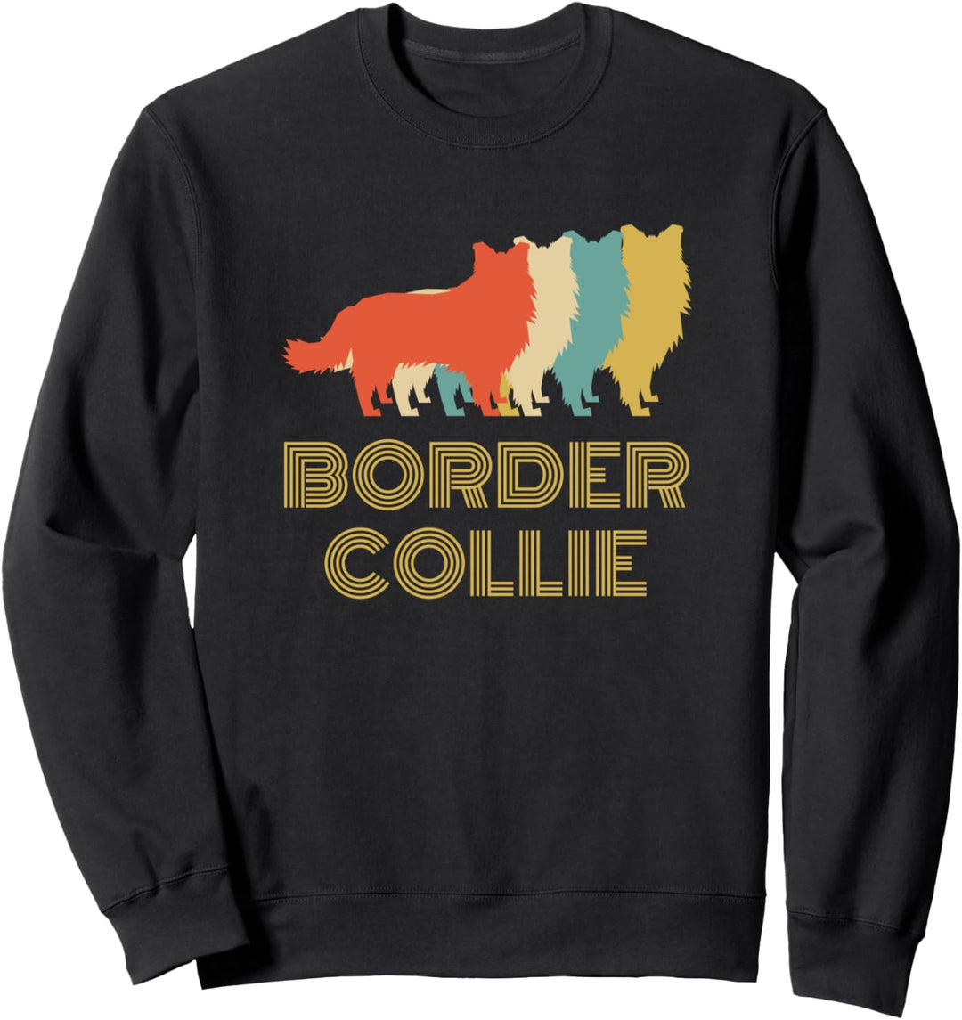 Border Collie Hunderasse Vintage Look Silhouette Geschenk Sweatshirt