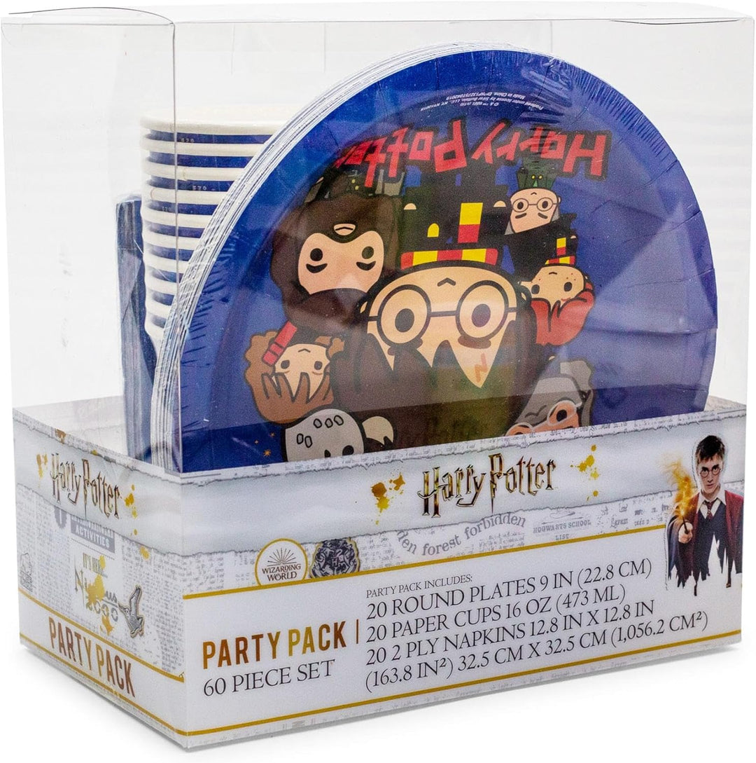 Silver Buffalo Harry Potter Animiertes Chibi Geschirr Pappteller Tassen Servietten Party Pack Set 60