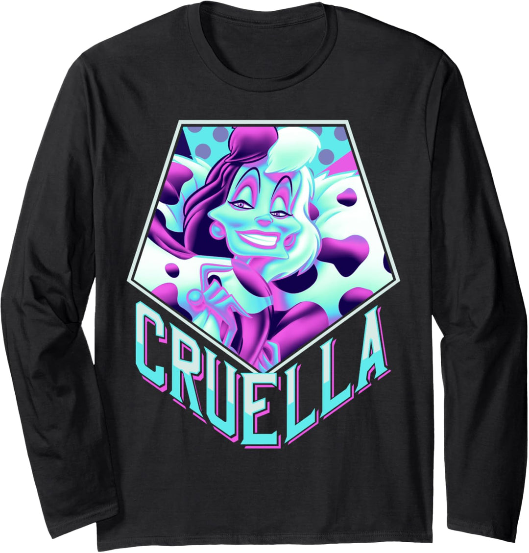 Disney Villains Cruella De Vil Pentagon Neon Portrait Langarmshirt