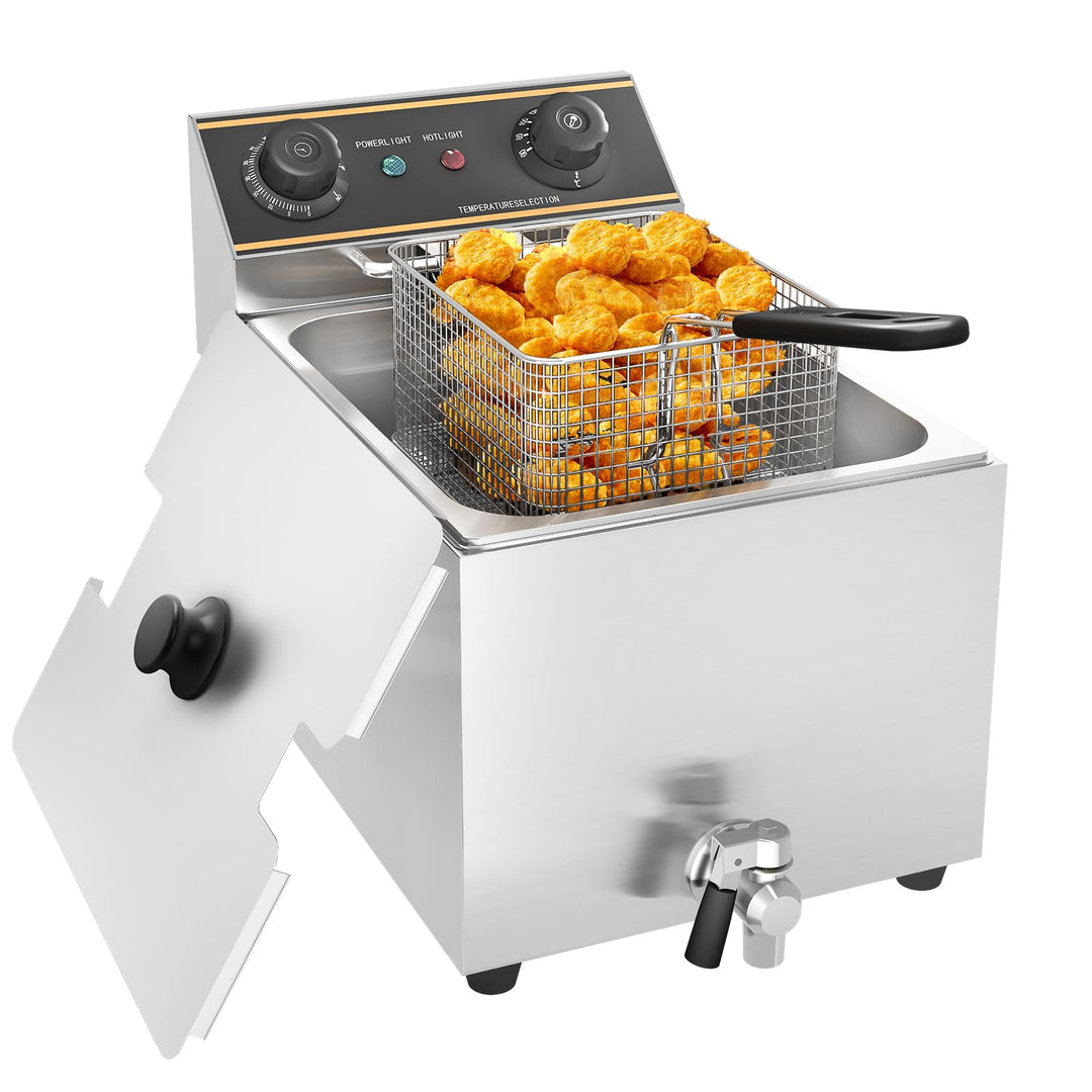 Elektrische Gastro Fritteuse Friteuse Edelstahl, 6L Behälter, Professionelle Elektro Fritteuse Gastr