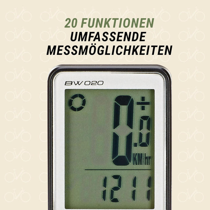 Fahrradtacho Fahrradcomputer Prophete – 20 Funktionen, Grosser Display, Geschwindigkeit, Durchschnit