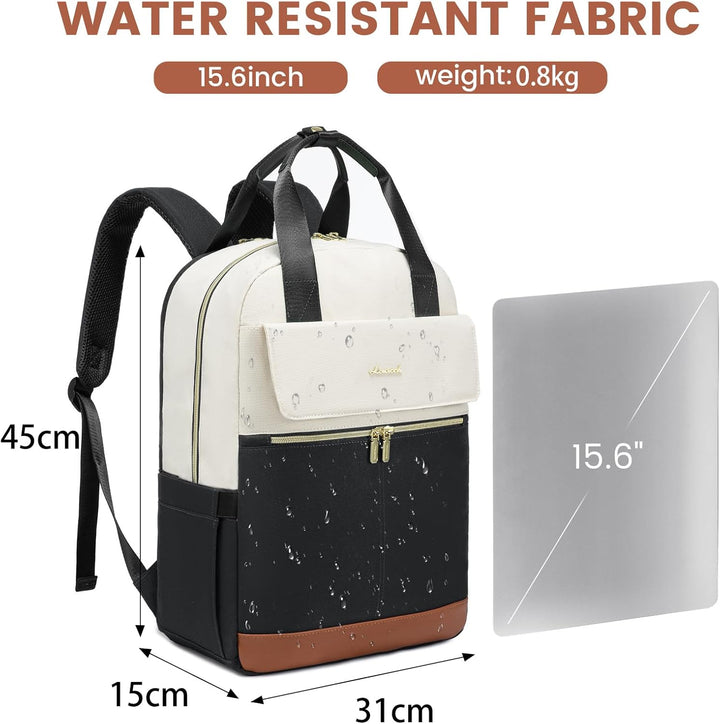 LOVEVOOK Rucksack Damen, 15,6 Zoll Laptop Schulrucksack Teenager Mädchen mit Laptopfach, Wasserdicht