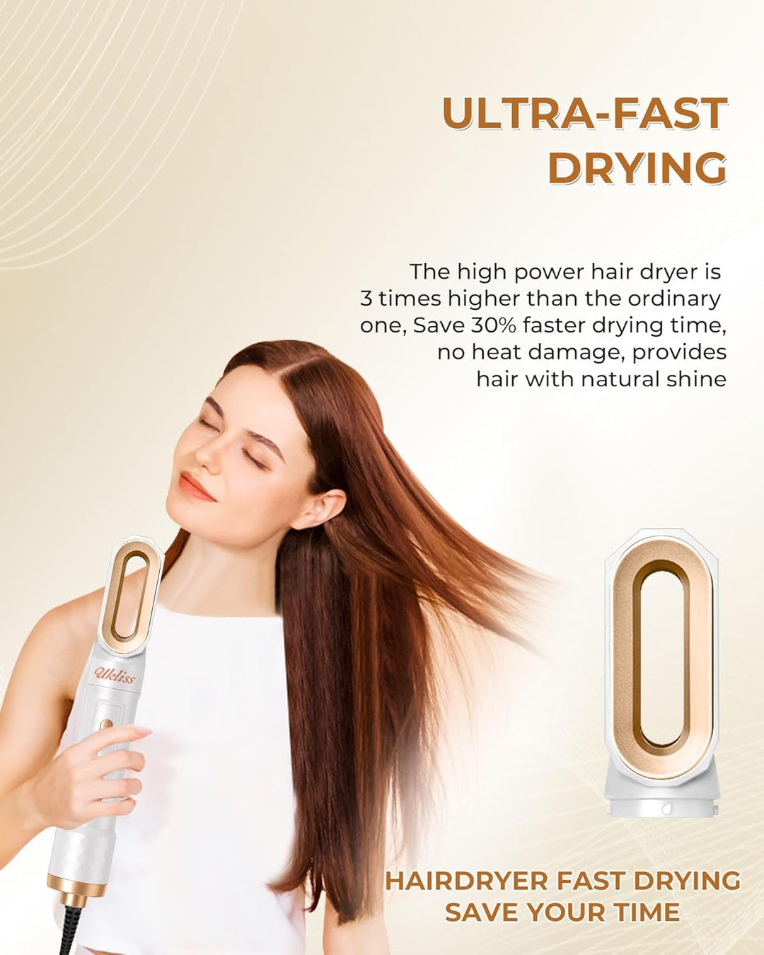 UKLISS 6 in 1 Hairstyler, Haarstyler & Haartrockner Set mit Warmluft Lockenbürste Automatisch, Hair