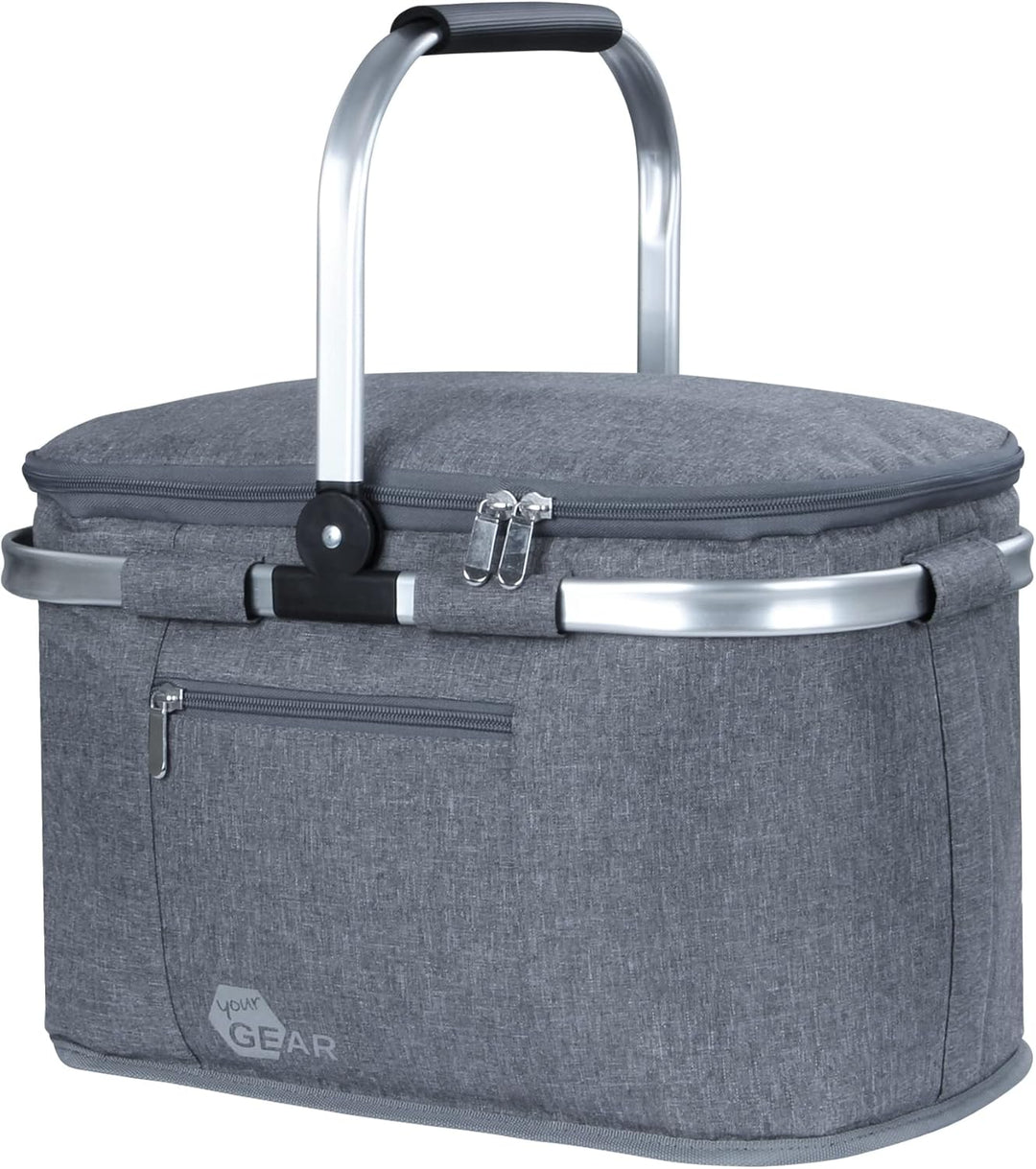your GEAR Kühlkorb Scivu - isolierter Einkaufskorb - 29 Liter Picknickkorb - Kühltasche mit Tragegri