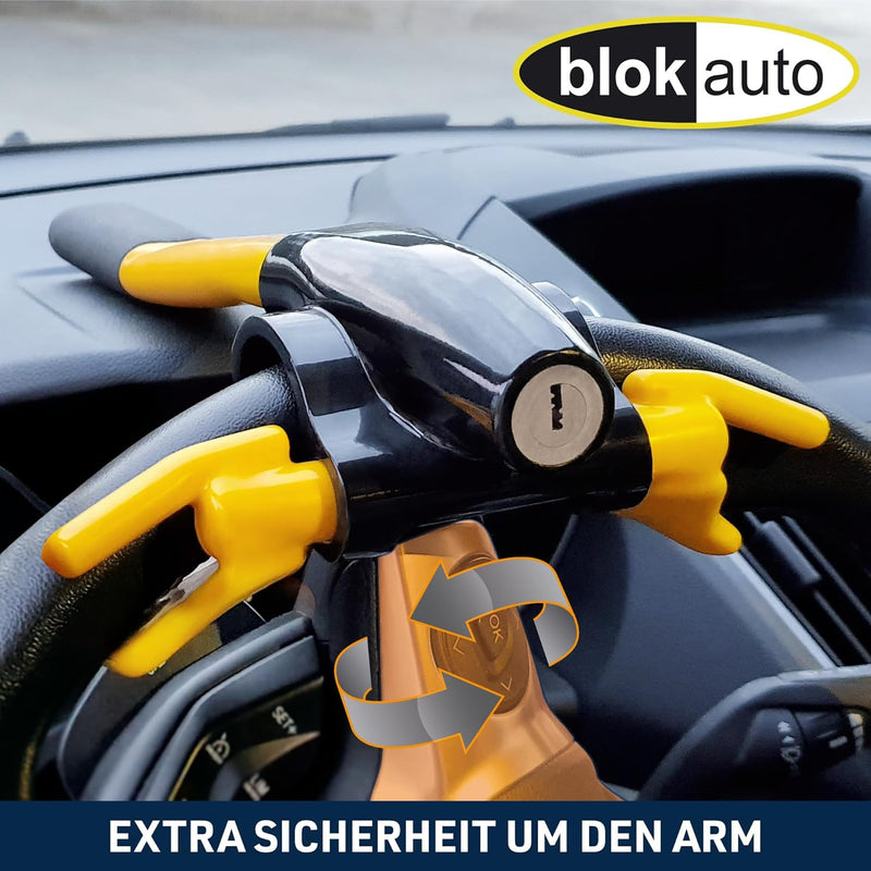 BLOKAUTO 9595 Lenkradschloss Lenkradkralle Lenkradsperre Diebstahlsicherung Lenkrad Auto, Gelb
