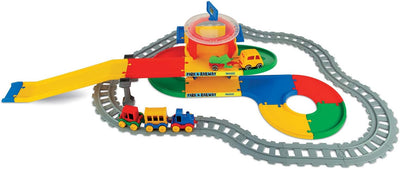 Wader 51520 - Play Tracks Railway Parkhaus und Eisenbahn, Set aus Schienen und Strasse mit ca. 6,4 m