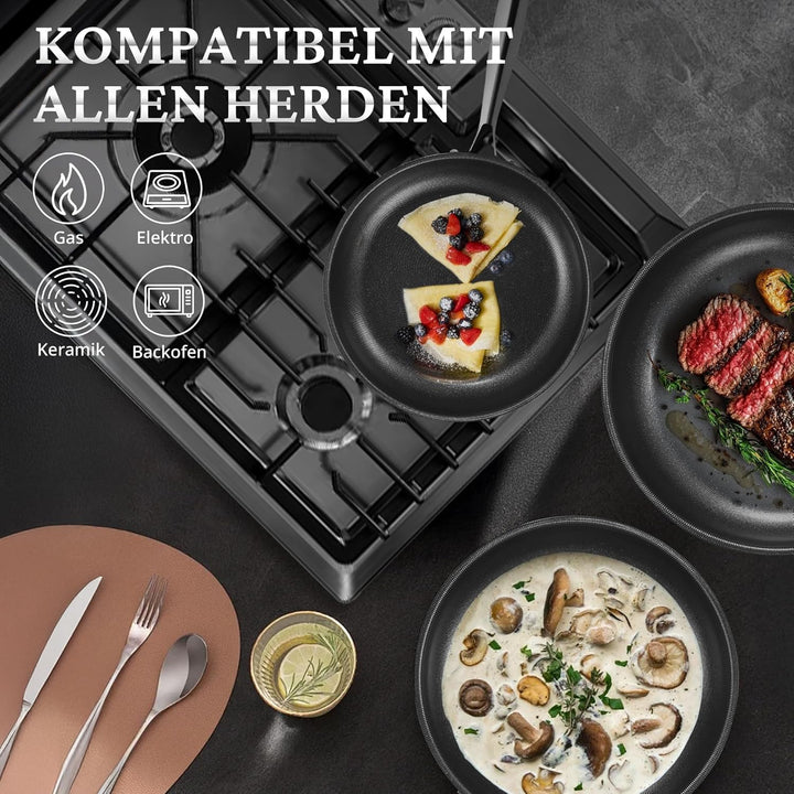 KOKHUB Titan-Keramik Bratpfanne 20 cm, Antihaft Edelstahl-Pfanne für Induktion, Elektro &amp; Gas, Spieg