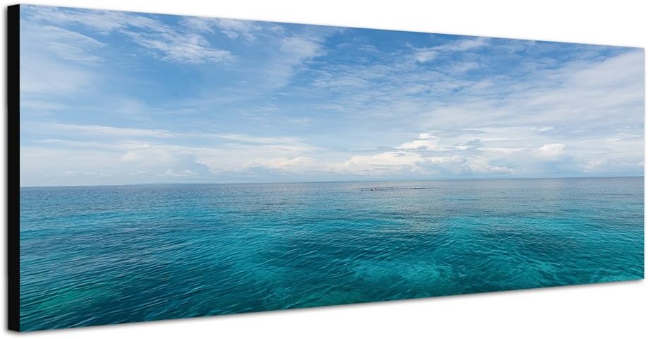 Paul Sinus Art Panoramabild auf Leinwand und Keilrahmen 120x40cm Meer Ozean Wolken Himmel
