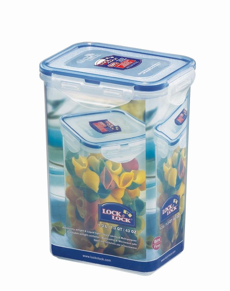 Lock & Lock Frischhaltedose, Vorratsdose, transparent, 1,3 l, rechteckig hoch, 12 Stück, 135 x 102 x