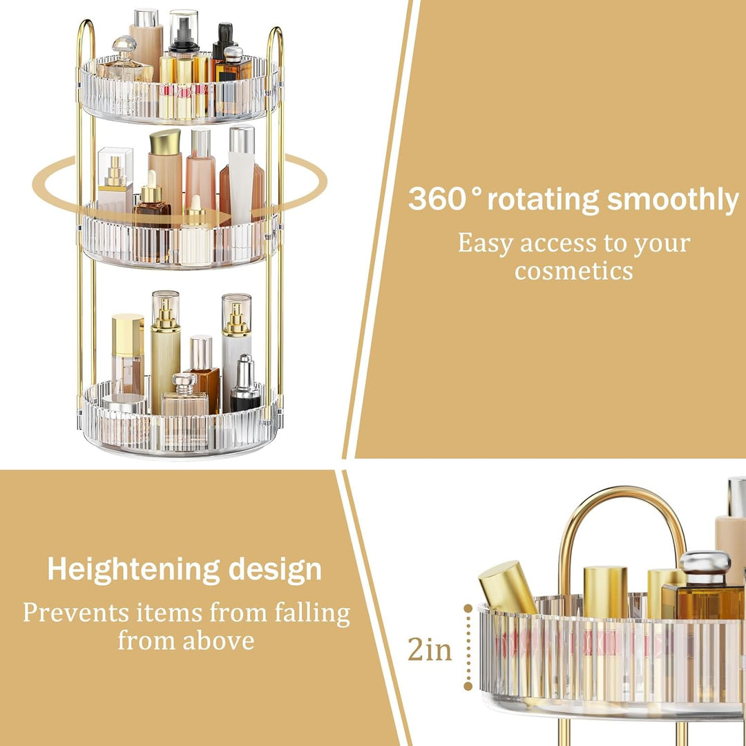 MOKANI Make Up Kosmetik Organizer, 360° Dreh Schmink Organizer, 3 Ebenen, Multifunctional Makeup Ski