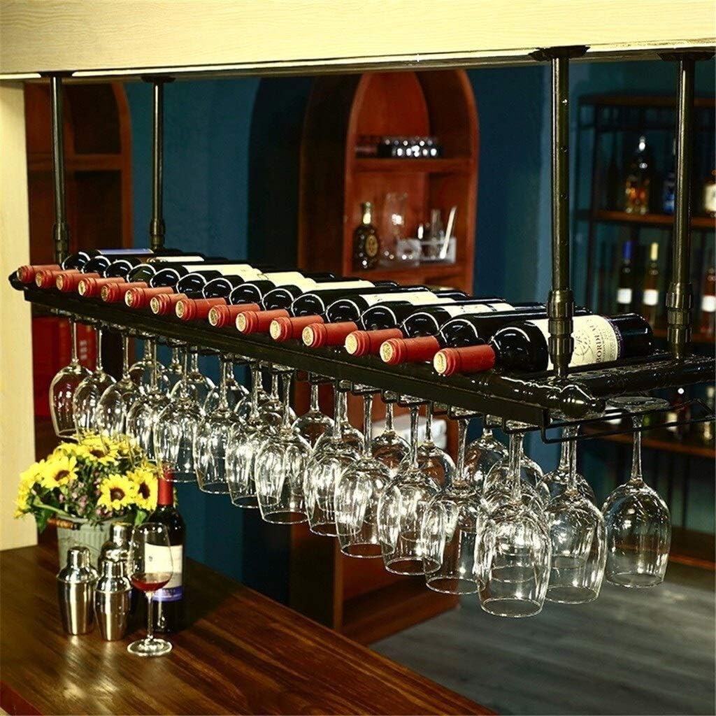 N / A Decke Weinregal LINLINZ Weinregal Flaschenregal Für 11 Flaschen 30 Becher Aufhängen, Flaschens