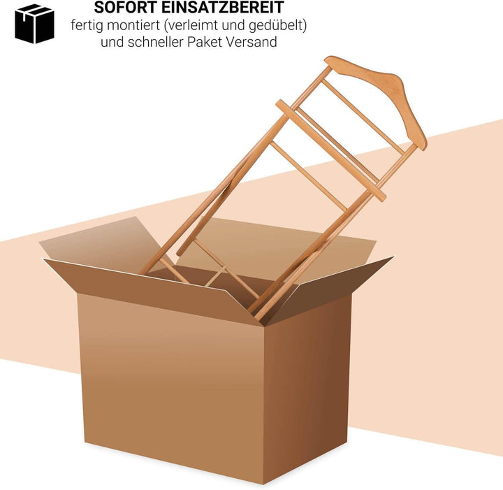 3x Herrendiener Kleiderbutler Kleiderständer Stummer Diener aus Holz klappbar und leicht (Natur lack