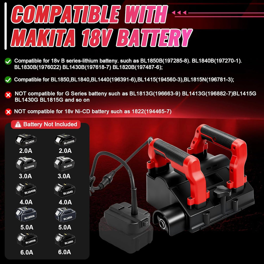 WingFly Betonfräse Kompatibel mit Makita 18V Akku, 3000UPM Walzenfräse Sanierungsfräse Putzfräse Mau