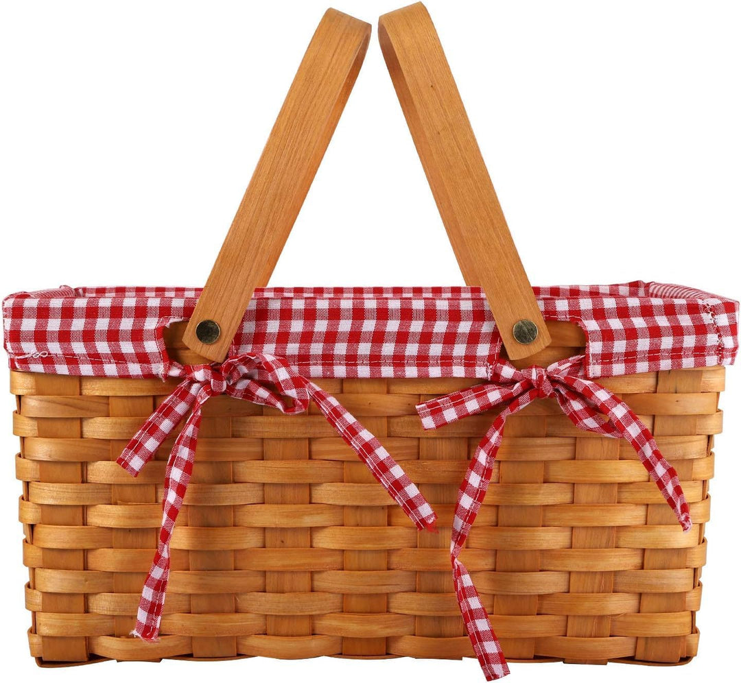 Bekith Geschenkkorb Natur Wicker Camping Picknickkorb Präsentkorb Holz, 32x20x16cm