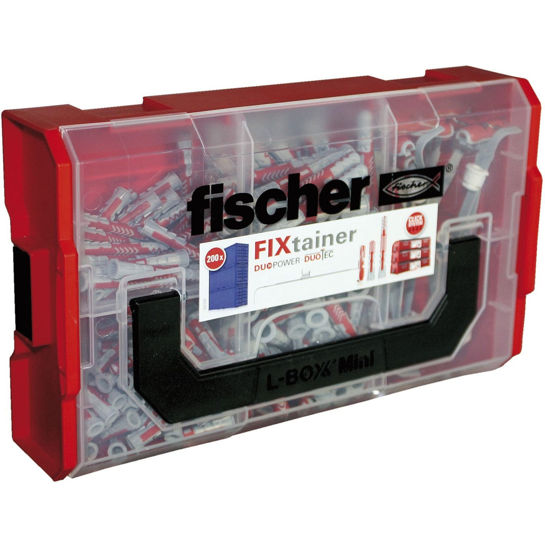 FISCHER Fixtainer - Duopower/Duotec Sortiment | Dübel Ø 6 mm und 8 mm | 200 Stück im Koffer DuoPower