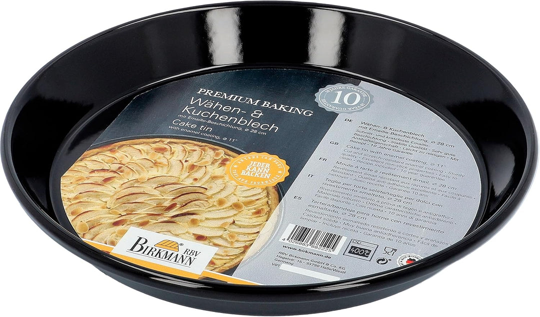 Birkmann, Premium Baking, Wähen- & Kuchenblech, Ø 28 cm, runde Backform aus Emaille, hochwertige Ant