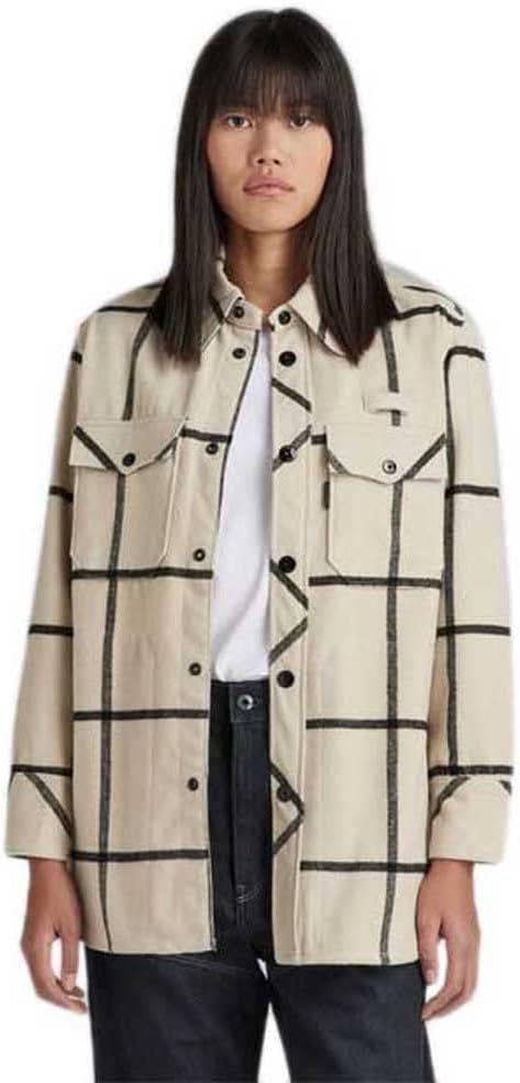 G-Star Damen Boyfriend Overshirt M Mehrfarben (Brown Rice Louis Check D22178-c840-d419), M Mehrfarbe