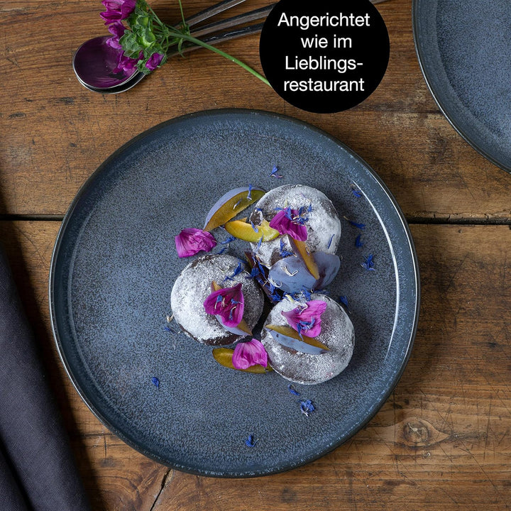 Moritz & Moritz VIDA 6er Dessert Teller Set blau - Kuchenteller für 6 Personen - Porzellan spülmasch