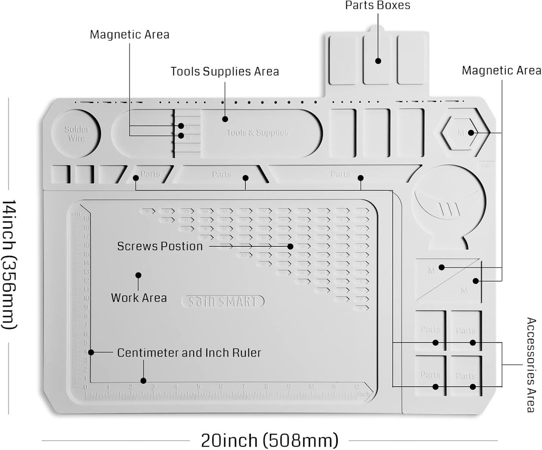 SainSmart 50,8 x 35,6 cm grosse Silikon-Lötmatte, 500 °C, hitzebeständig, ESD-sichere Matte mit Hand