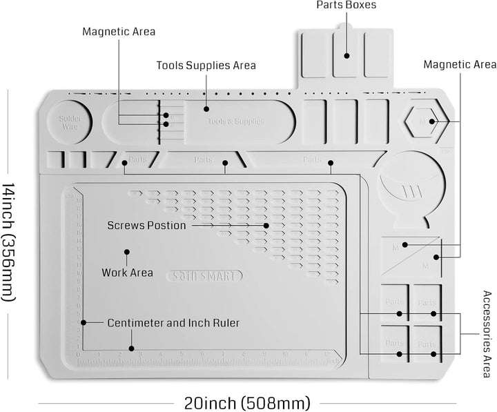 SainSmart 50,8 x 35,6 cm grosse Silikon-Lötmatte, 500 °C, hitzebeständig, ESD-sichere Matte mit Hand