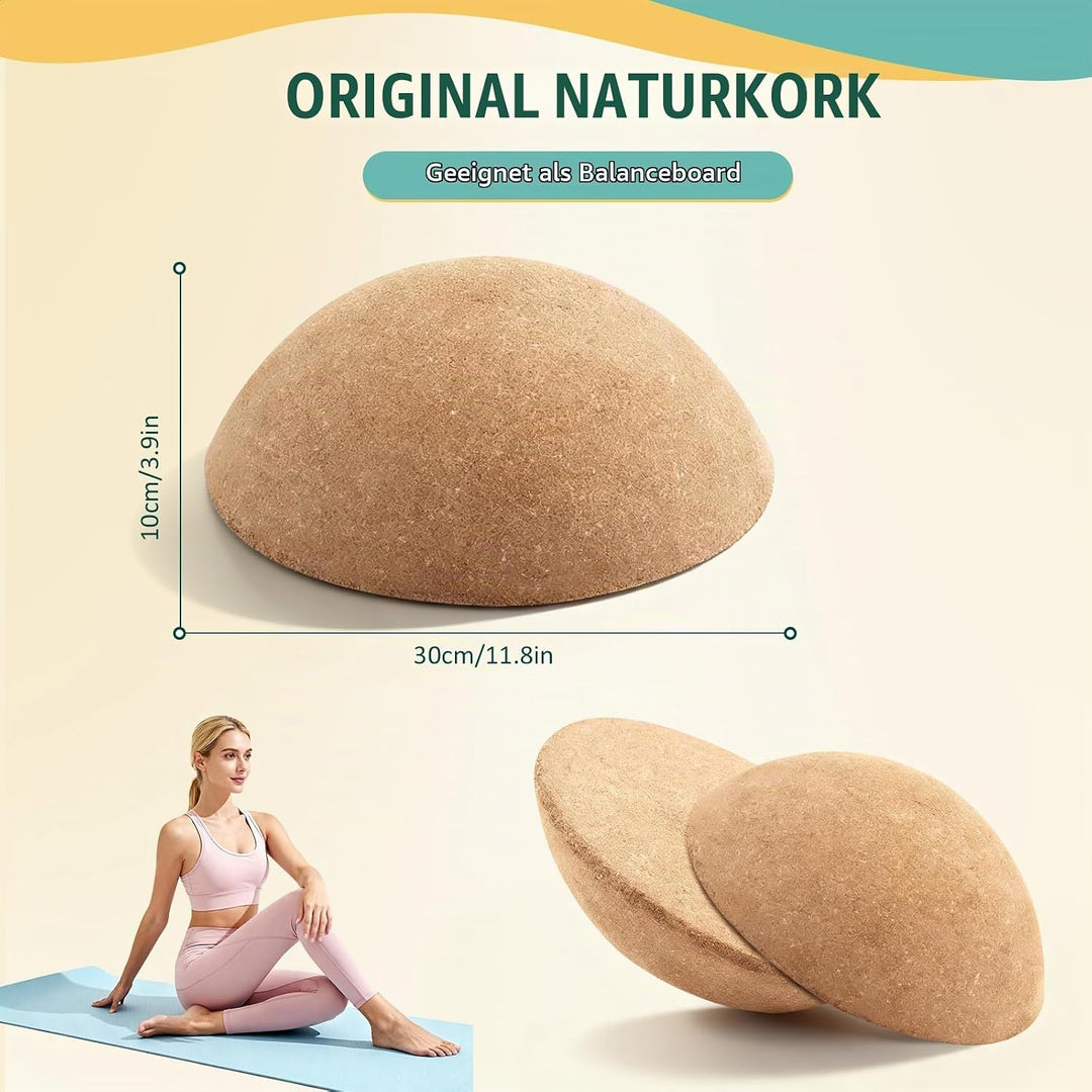 Kork Halbkugel, Surf Balance Board, Ø 30 cm, Höhe 10 cm Balance Board Halbkugel aus Massivem Kork fü