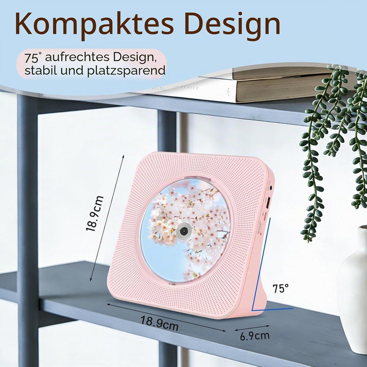 Bluetooth CD Player mit HiFi-Lautsprecher, CD-Player mit Fernbedienung, LED-Bildschirm, FM-Radio, AU