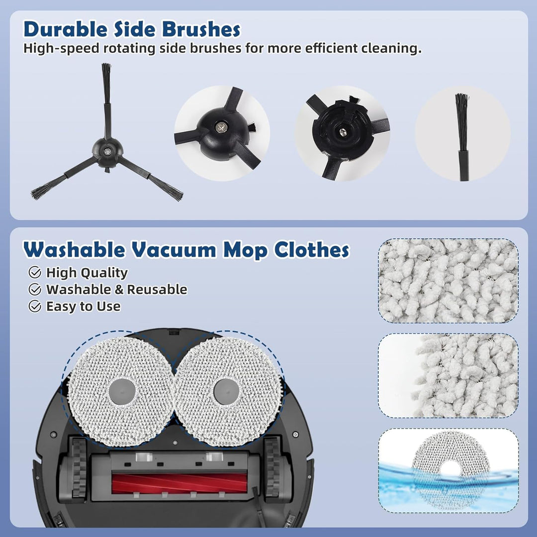 VIEWALL Zubehör für Roborock Qrevo Pro,Qrevo S,Qrevo MaxV Staubsauger 1 Hauptbürsten,2 HEPA-Filter,6
