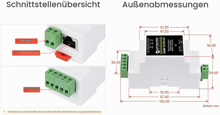 RS485 zu RJ45 Ethernet Konverter Modul, Industrieller RS485 Serieller Server, TCP/IP zu Seriell Modu