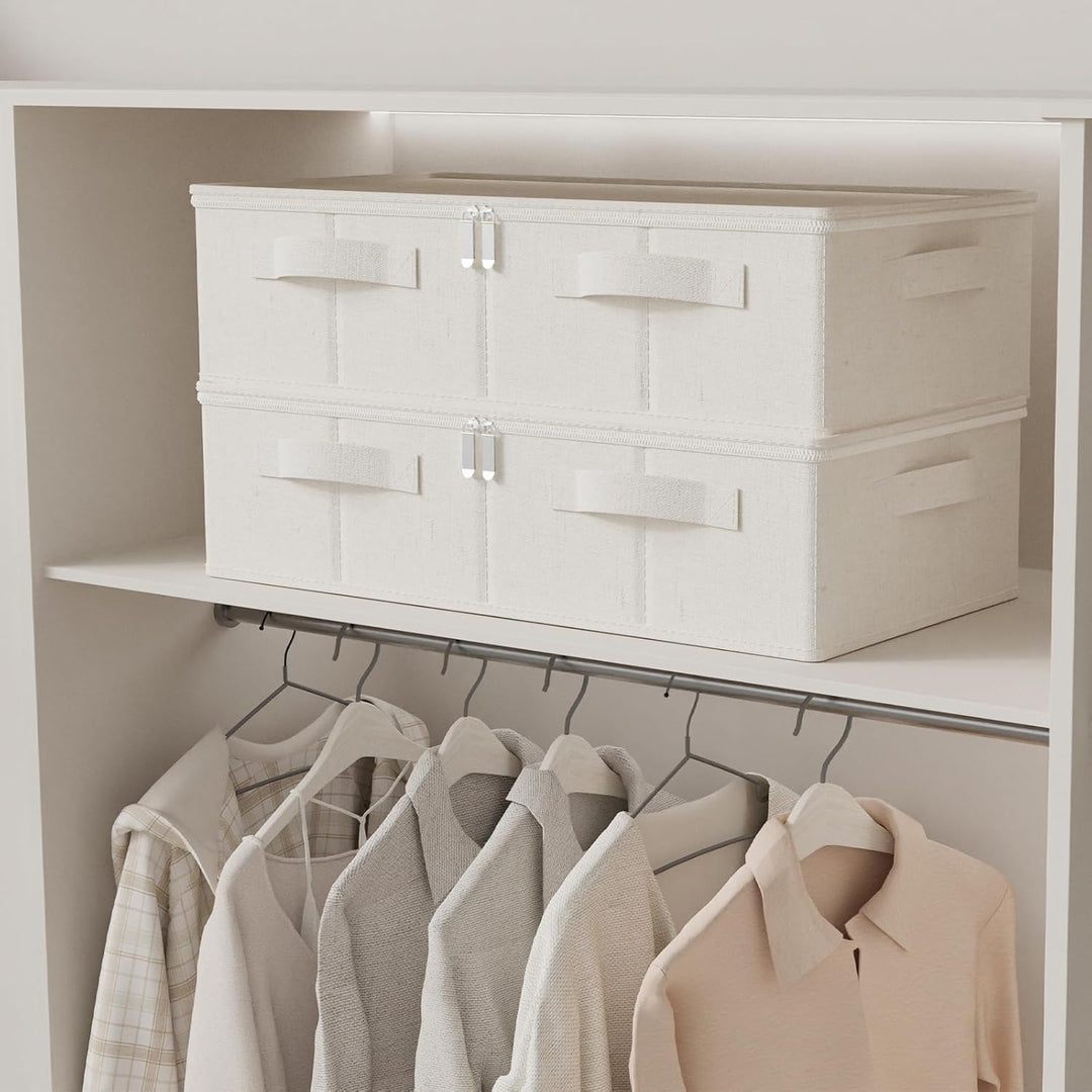 Unterbett Aufbewahrungsbox, Faltbare Tasche für Bettlaken mit Deckel, Unterbettbox Organizer mit Rei