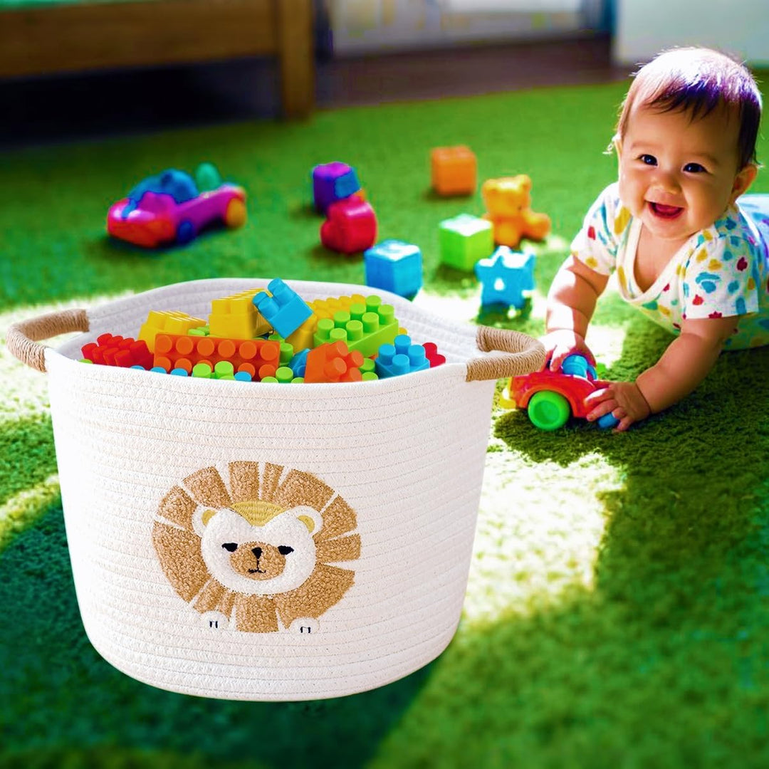 Aufbewahrungskorb Kinder Korb Geflochten Wäschekorb Kinderzimmer Wickeltisch Organizer Korb Mit Löwe