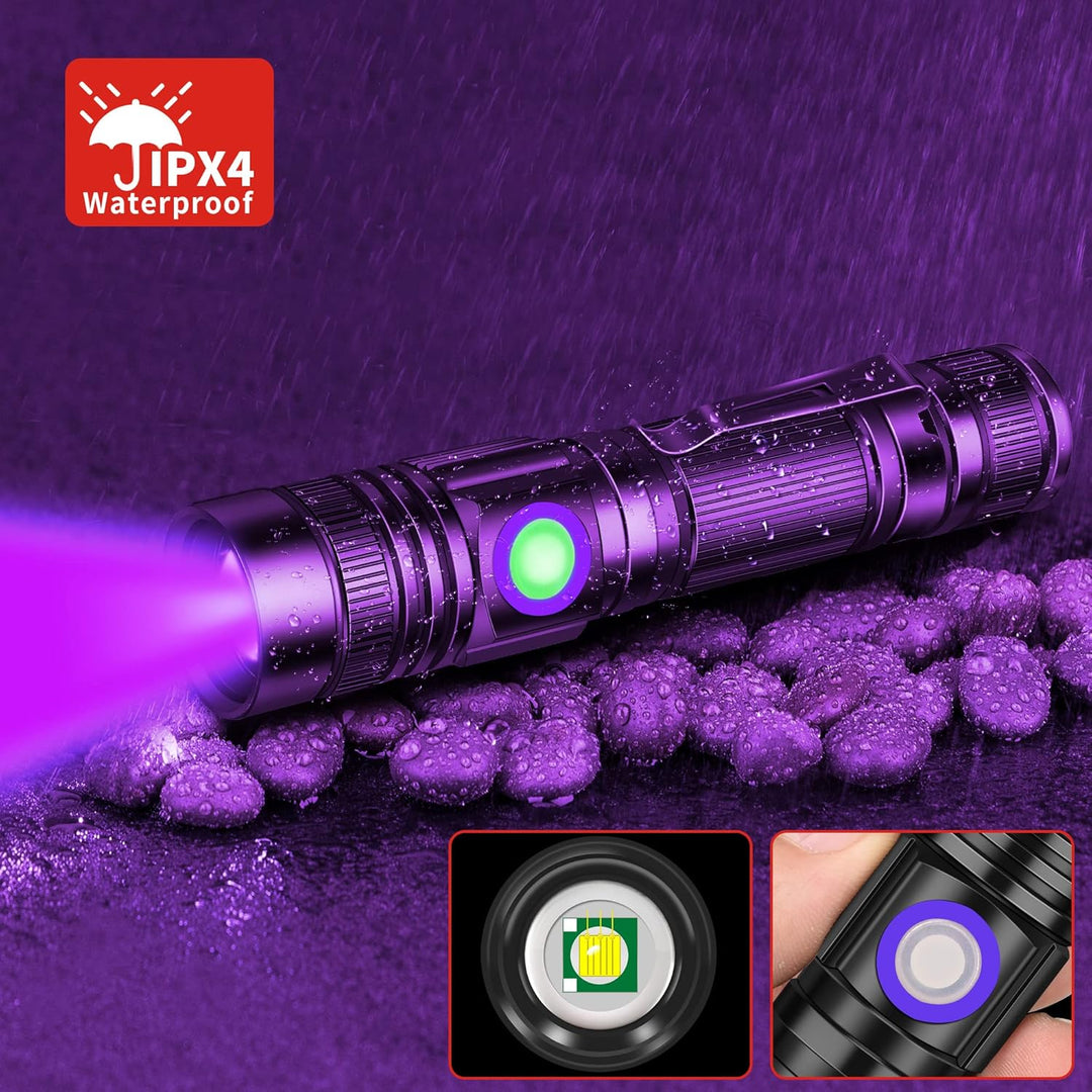 DARKBEAM UV Taschenlampe Schwarzlicht Aufladbar, Woodsche Lampe Schwarzlichttaschenlampen Ultraviole
