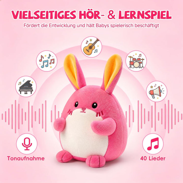 SAIMAND Baby Spielzeug 6-12 Monate, Hase Kuscheltier, Musikalische Spielzeug ab 1 2 Jahr, Tummy Time
