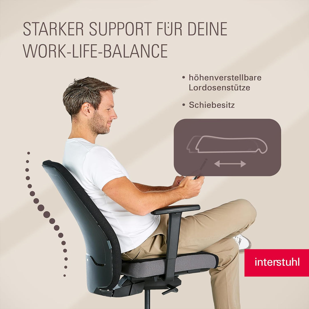 Interstuhl Style Soft Ergonomischer Bürostuhl – Gepolsterter Schreibtischstuhl mit Automatik-Mechani