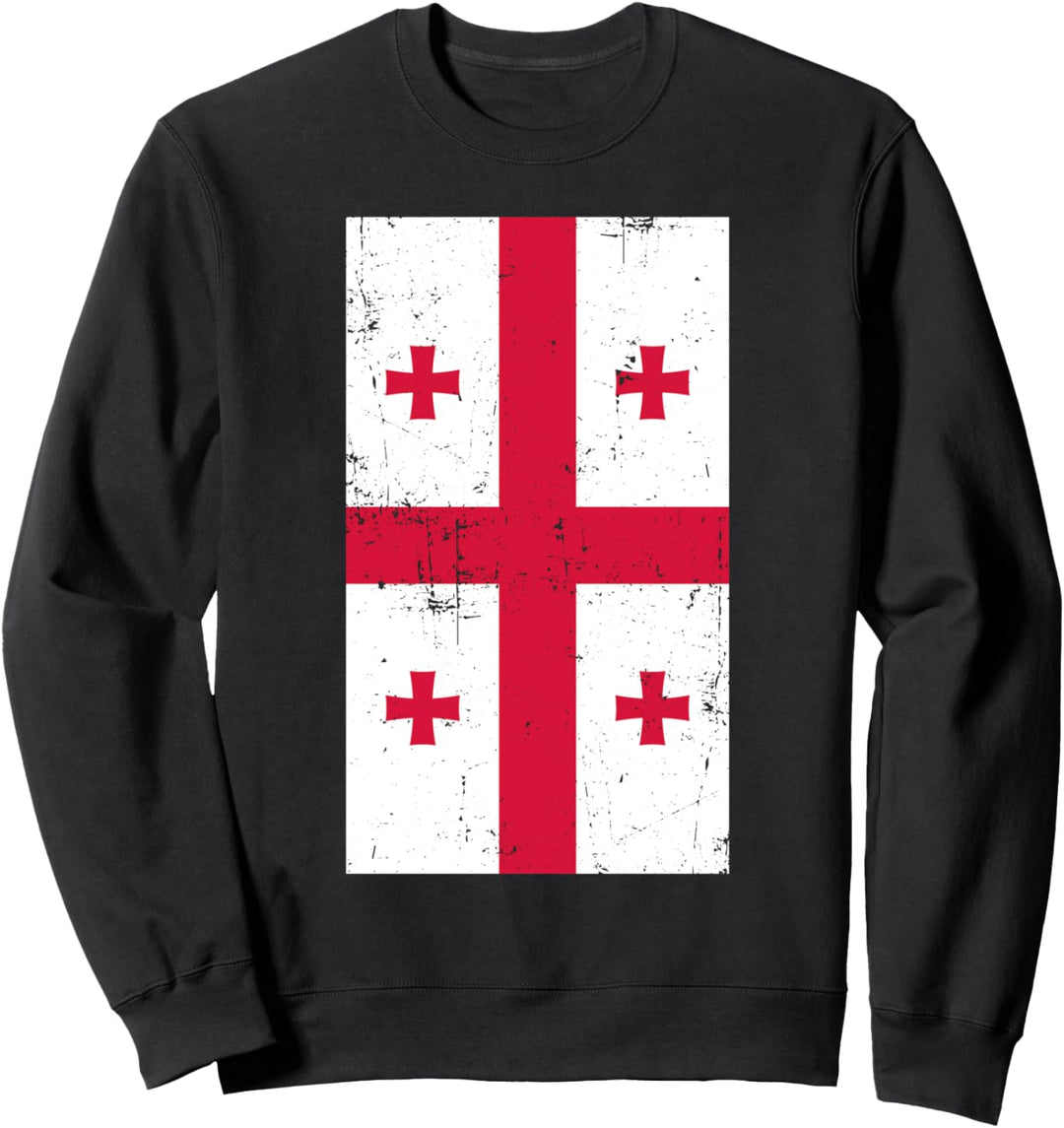 Georgia Eastern Europe Tbilisi Distressed Flag Sweatshirt