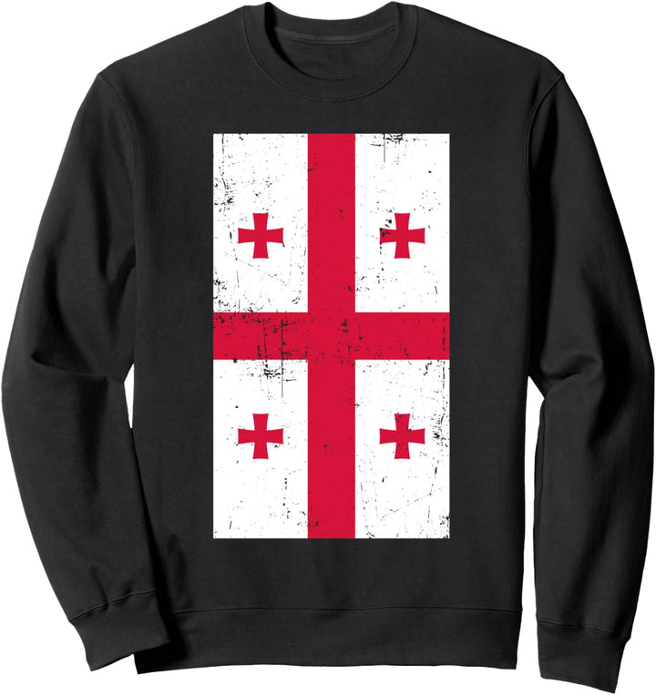 Georgia Eastern Europe Tbilisi Distressed Flag Sweatshirt