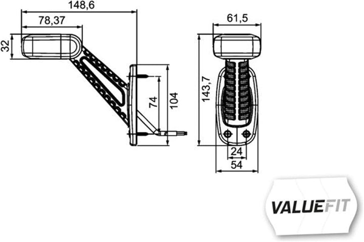 HELLA - Umrissleuchte - Valuefit - LED - 12/24V - gewinkelt - links/seitlicher Anbau - 2XS 357 007-0