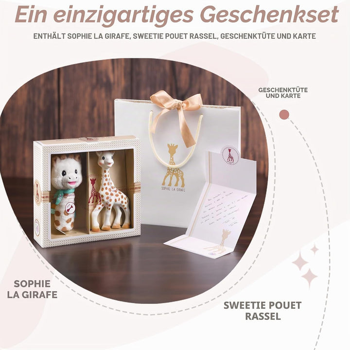 Sophie die Giraffe Geschenkset zur Geburt Sophiesticated Rassel Pouet 00012 The Sweety Geschenkset E