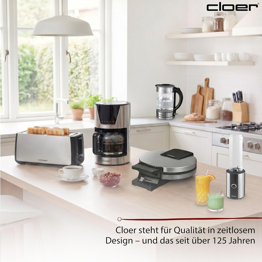 Cloer 6969 Smoothie Maker, Mini Standmixer to go, Milchshakes, Behälter 600 ml, Trinkflasche aus Tri