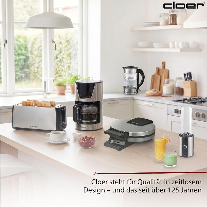 Cloer 6969 Smoothie Maker, Mini Standmixer to go, Milchshakes, Behälter 600 ml, Trinkflasche aus Tri