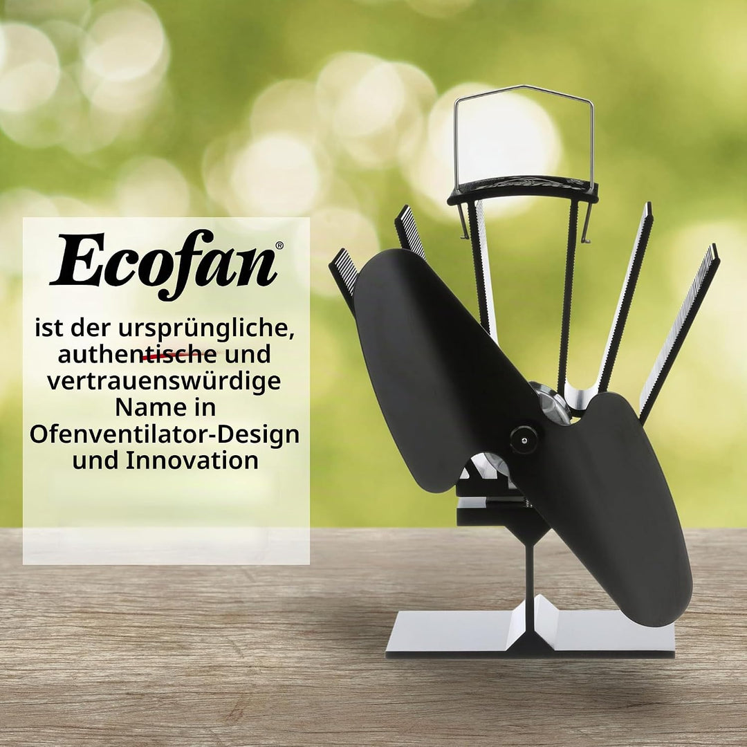 Ecofan Original Mini, Classic Styled, Heat Powered Wood Stove Fan, 85 CFM, 6.5" Blade, Black