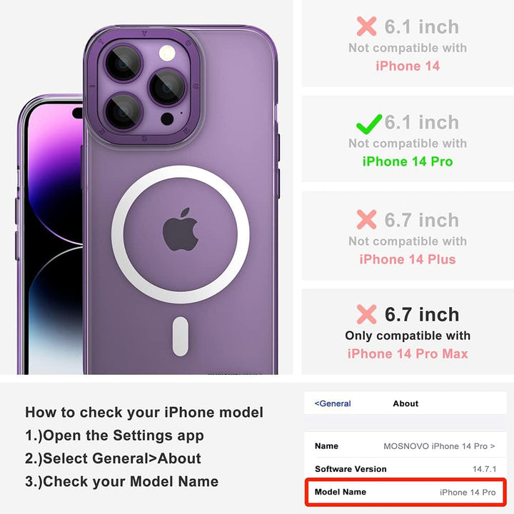 YOUNGKIT für iPhone 14 Pro Hülle, Stossfeste Kratzfeste Schutzhülle Slim Klar Case Chargement magnét