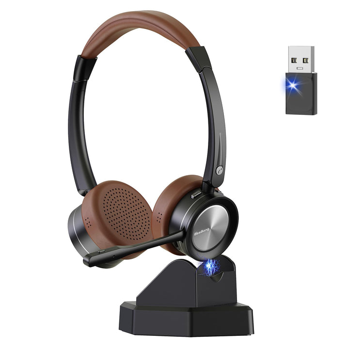 Kabelloses Headset, Bluetooth-Headset mit Mikrofon und Rauschunterdrückung & USB-Dongle, Kabellose m