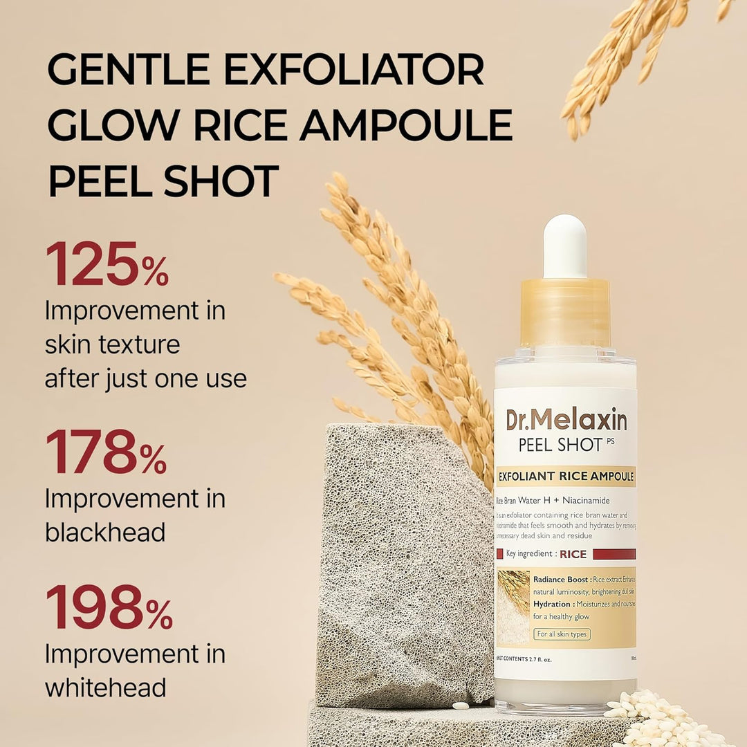 Dr.Melaxin Peel Shot Glow White Rice Peeling Ampulle Weiches Peeling Gesicht und Körper Peeling für