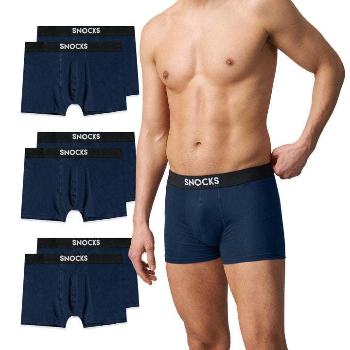 Snocks Boxershorts Herren Bio Baumwolle (6er Pack) Unterhosen Herren ohne einschneidenden Gummibund